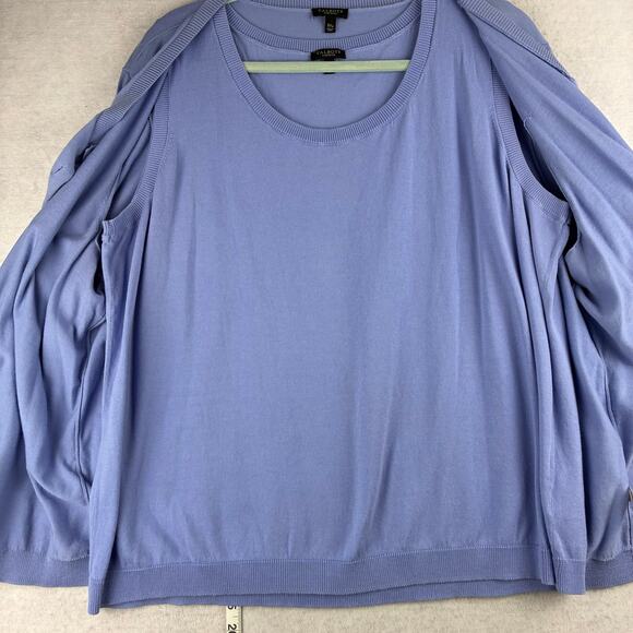 Talbots 2Pc Button Up Sweater Tank Set Women’s 3XP Periwinkle Blue 3/4 Slv READ - Picture 4 of 16